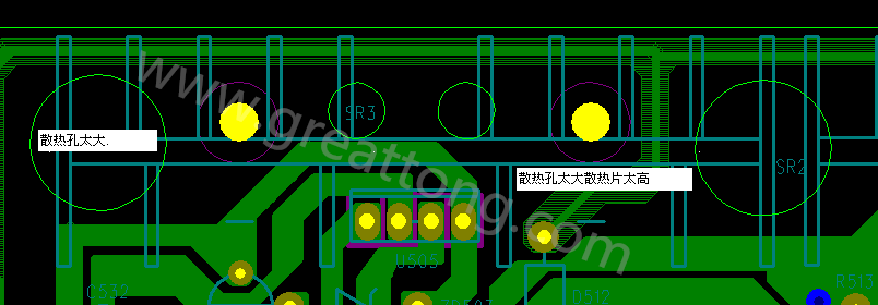PCB設(shè)計(jì)中，散熱孔散熱片設(shè)計(jì)不當(dāng)，造成很多電源板斷裂