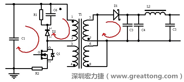 元件布局的時(shí)候，要優(yōu)先考慮高頻脈沖電流和大電流的環(huán)路面積，盡可能地減小,以抑制開關(guān)電源的輻射干擾