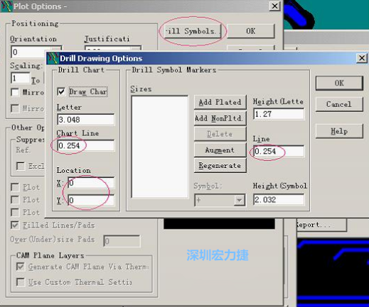 轉(zhuǎn)孔圖時(shí)也需在Customize Document欄點(diǎn)擊Option，在彈出的Plot Options-窗口中選擇Drill Symbols