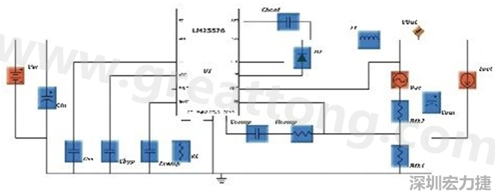 參考圖1的電流通路：把FET在導(dǎo)通狀態(tài)下流經(jīng)的通路標(biāo)記為紅色；把FET在關(guān)斷狀態(tài)下的迴路標(biāo)記為綠色。