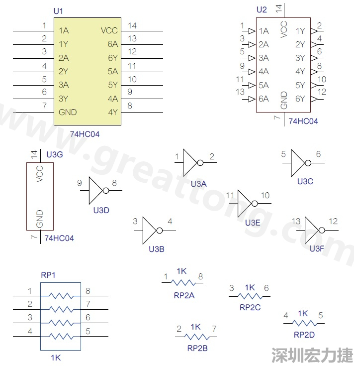 圖1 半導體元件供應商所畫的電路圖符號是模擬元件的接腳圖，而非訊號流程。