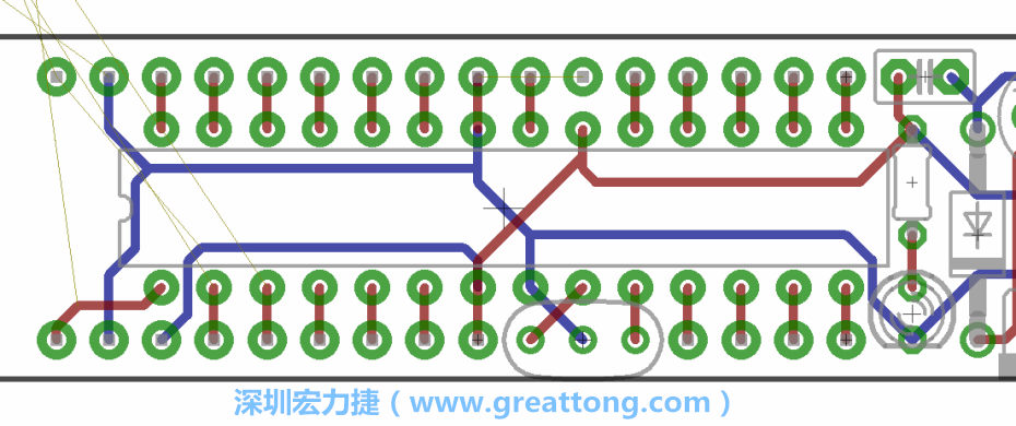 如果可以的話盡量讓接地線保持在電路板的背面，這樣它們就可以在可能范圍內(nèi)和最大的接地面連結(jié)在一起。
