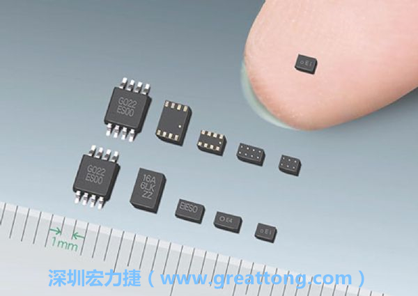 常規(guī)IC與WLP制作的封裝設計元件，尺寸有極大的差異，WLP僅需晶粒尺寸就有相同的電氣特性。